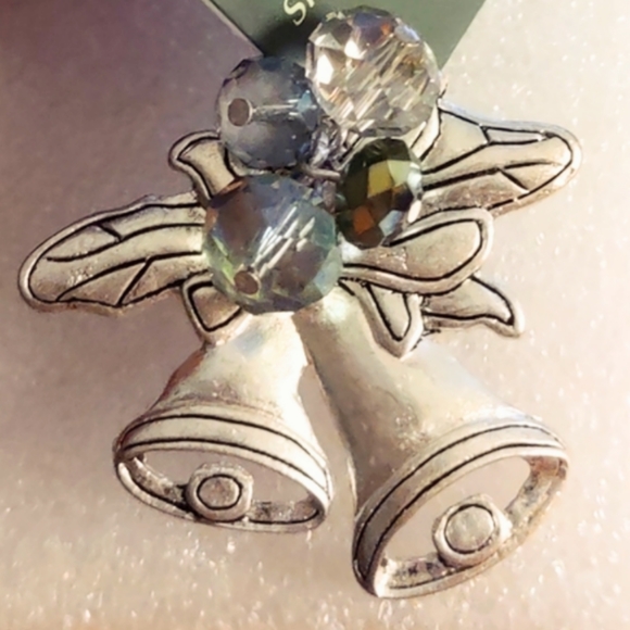 Silver Bells with Iridescent Bead dangles - Picture 2 of 15